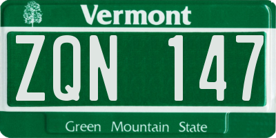 VT license plate ZQN147
