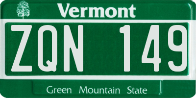 VT license plate ZQN149