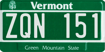 VT license plate ZQN151
