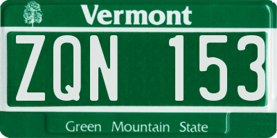 VT license plate ZQN153