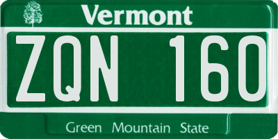 VT license plate ZQN160