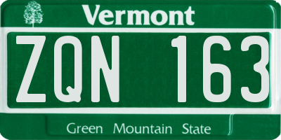 VT license plate ZQN163