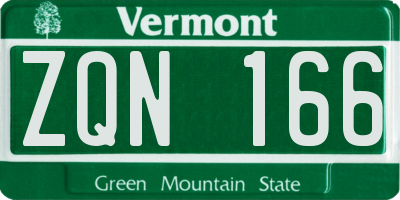 VT license plate ZQN166