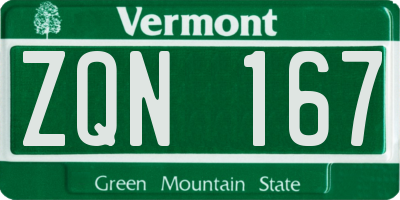 VT license plate ZQN167
