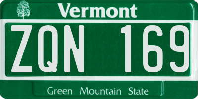 VT license plate ZQN169