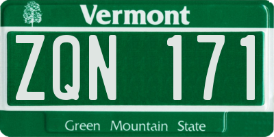 VT license plate ZQN171