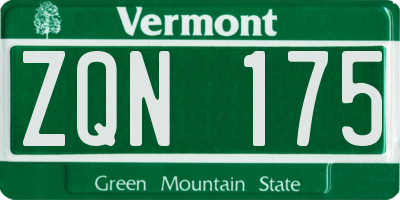 VT license plate ZQN175