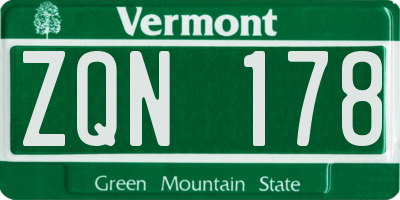 VT license plate ZQN178