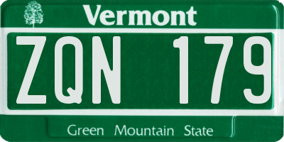 VT license plate ZQN179