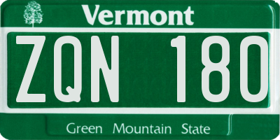 VT license plate ZQN180