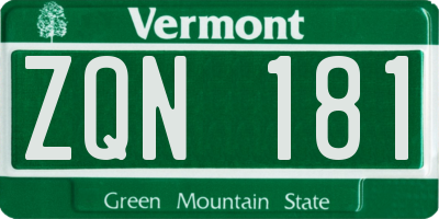 VT license plate ZQN181