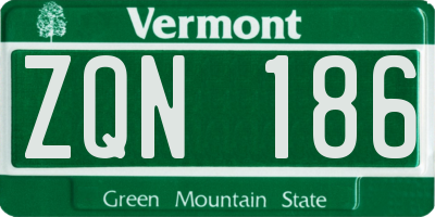 VT license plate ZQN186