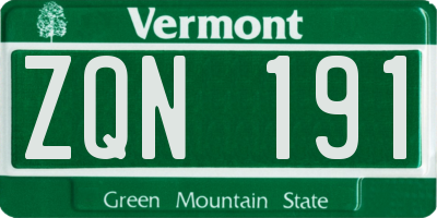 VT license plate ZQN191