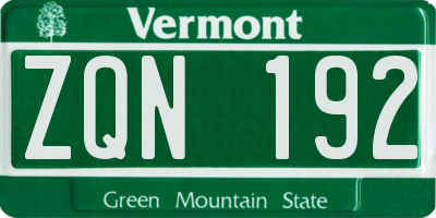 VT license plate ZQN192