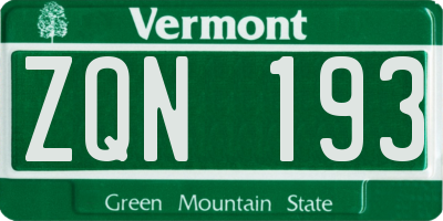 VT license plate ZQN193
