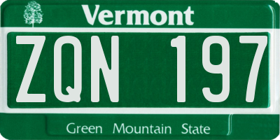VT license plate ZQN197