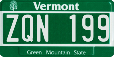 VT license plate ZQN199