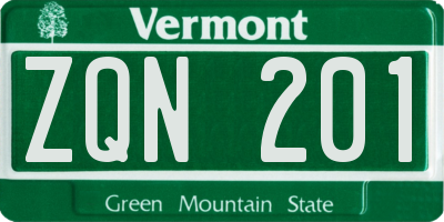 VT license plate ZQN201