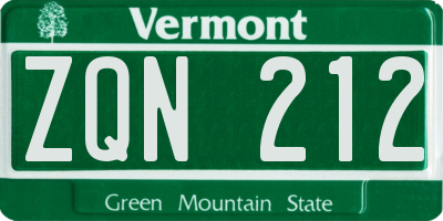 VT license plate ZQN212