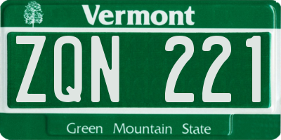 VT license plate ZQN221