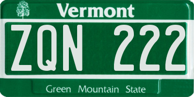 VT license plate ZQN222
