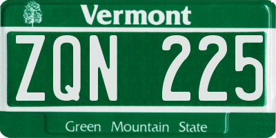 VT license plate ZQN225