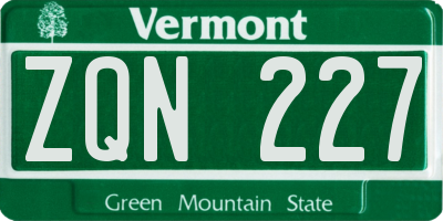 VT license plate ZQN227