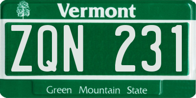 VT license plate ZQN231