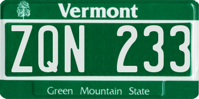VT license plate ZQN233