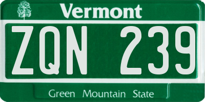 VT license plate ZQN239