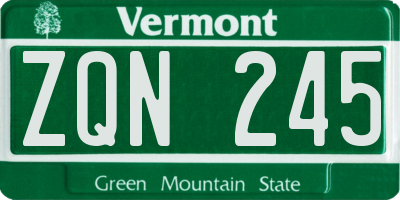 VT license plate ZQN245