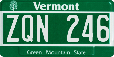 VT license plate ZQN246