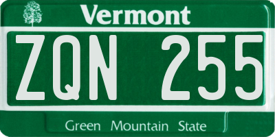 VT license plate ZQN255
