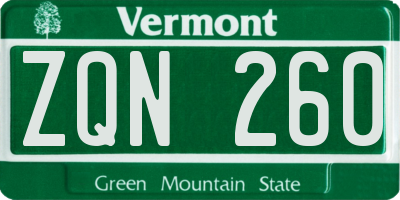 VT license plate ZQN260