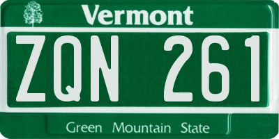 VT license plate ZQN261