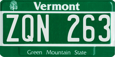 VT license plate ZQN263