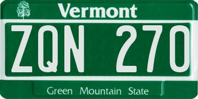 VT license plate ZQN270