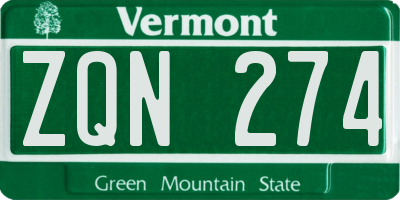VT license plate ZQN274