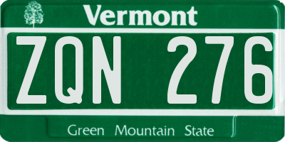 VT license plate ZQN276