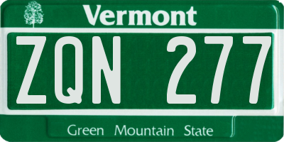 VT license plate ZQN277
