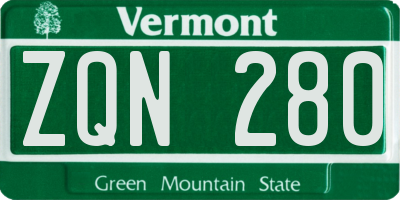 VT license plate ZQN280