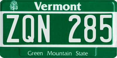 VT license plate ZQN285