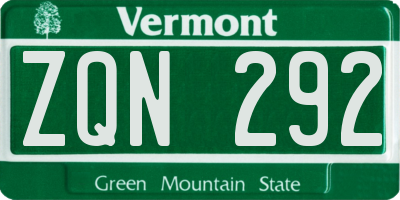 VT license plate ZQN292