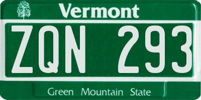 VT license plate ZQN293