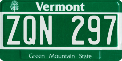 VT license plate ZQN297