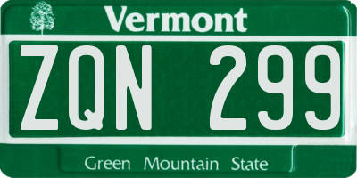 VT license plate ZQN299