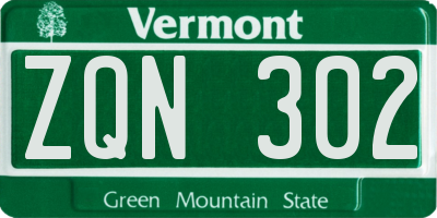 VT license plate ZQN302
