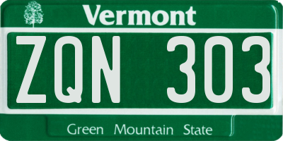 VT license plate ZQN303