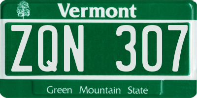 VT license plate ZQN307