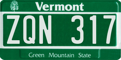 VT license plate ZQN317